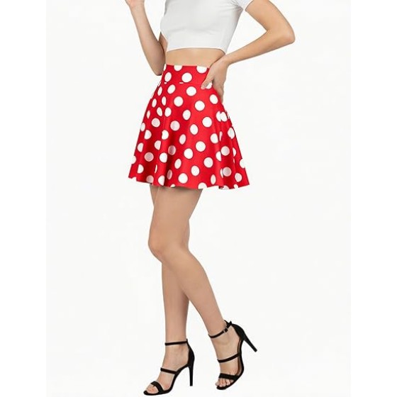 Women's Pleated Mini Skirts Flared Flowy Casual Stretch High Waist Skater Basic Versatile Skirt Plain for Women